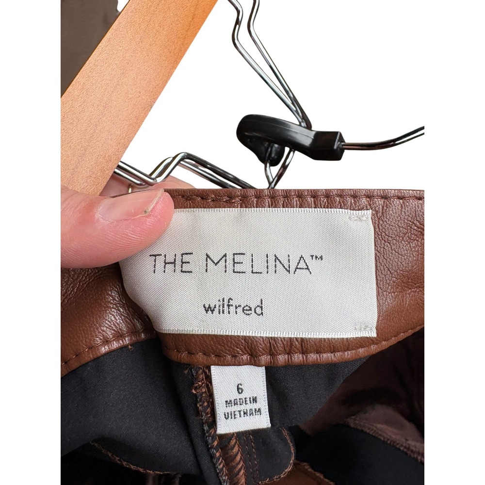 NWOT Wilfred Melina High Waisted Straight Leg Camel Vegan Leather Pants - 66 - Picture 4 of 6